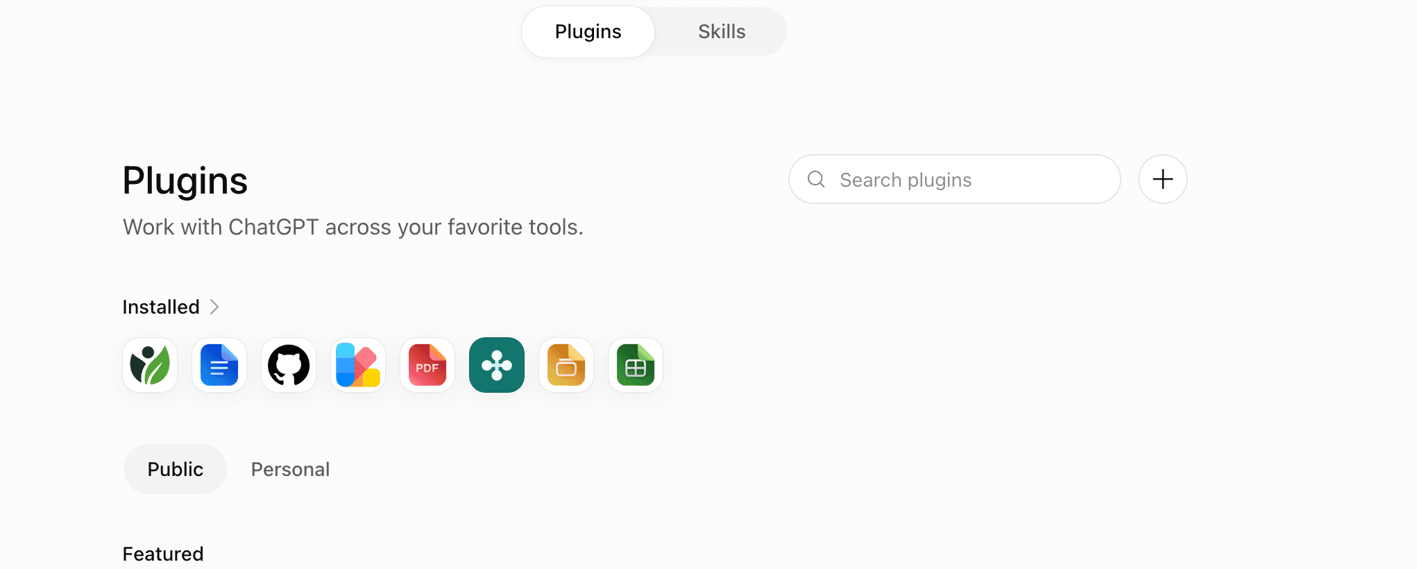 Qo‘shish tugmasi bor ChatGPT Plugins sahifasi